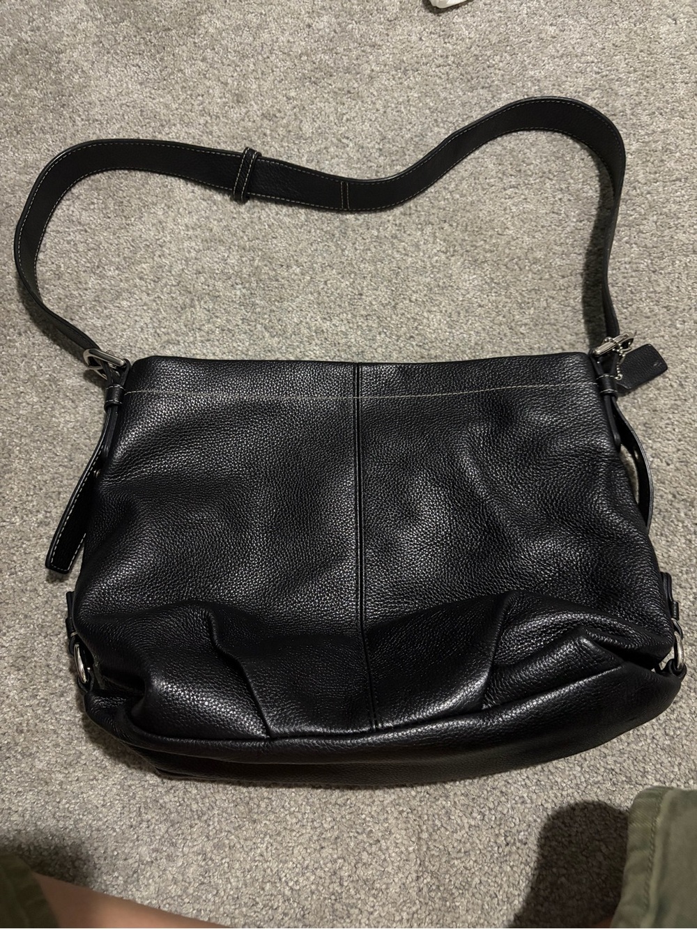 Classic Black Leather Shoulder Bag